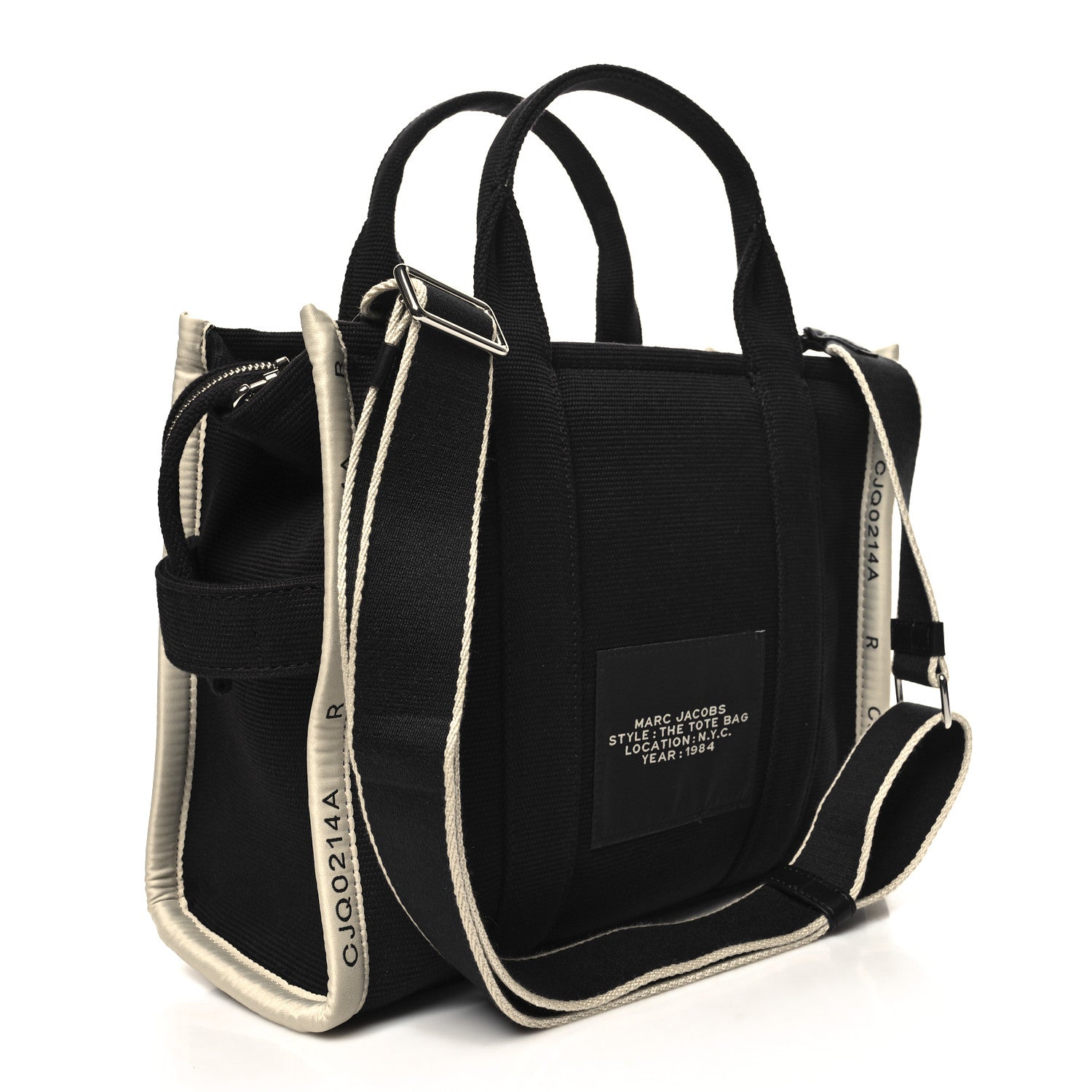 Marc Jacobs Cotton Canvas Medium The Jacquard Tote Bag Black 3 of 8