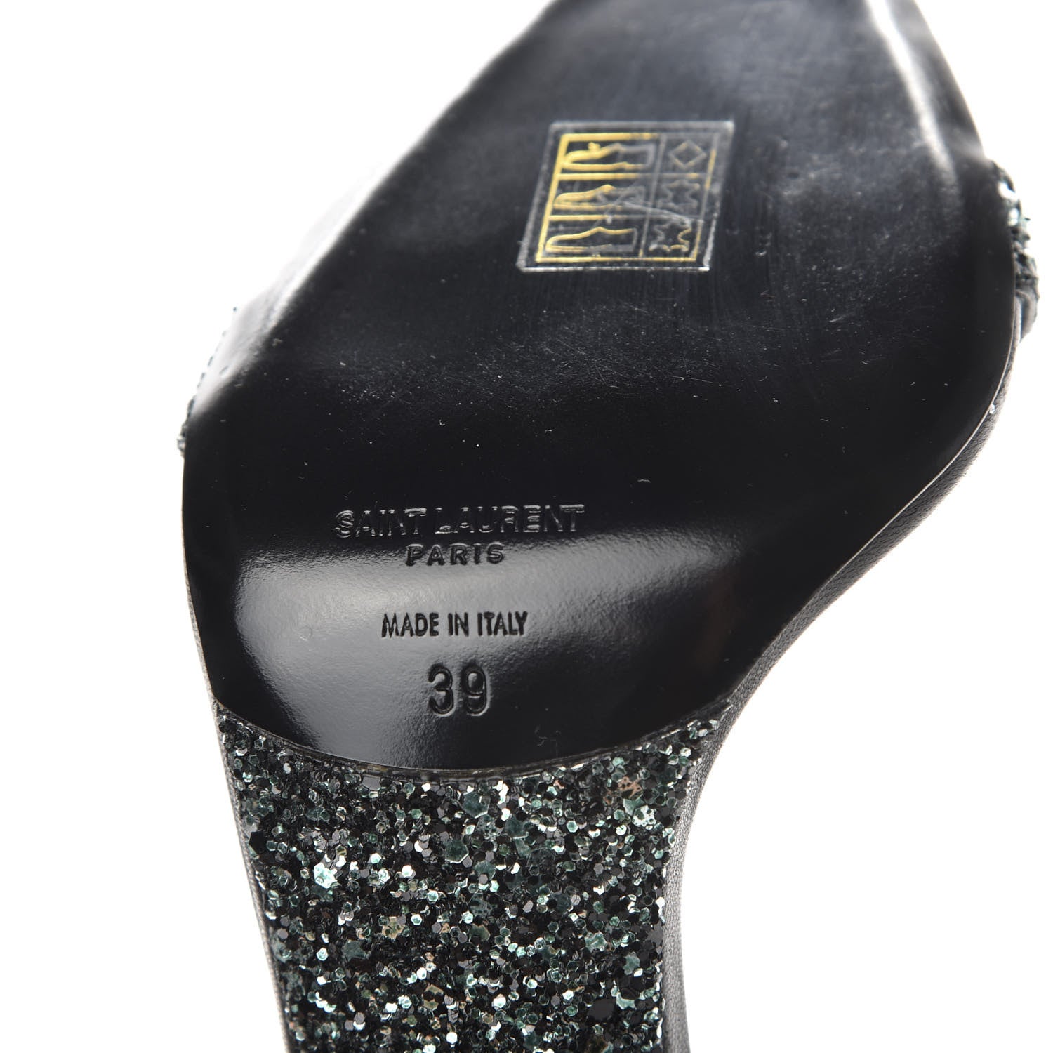 Saint Laurent Glitter Amber 105 Ankle Strap Sandals 39 Black 7 of 10
