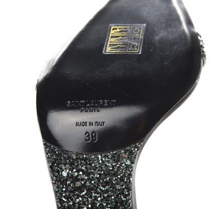 Saint Laurent Glitter Amber 105 Ankle Strap Sandals 39 Black 7 of 10