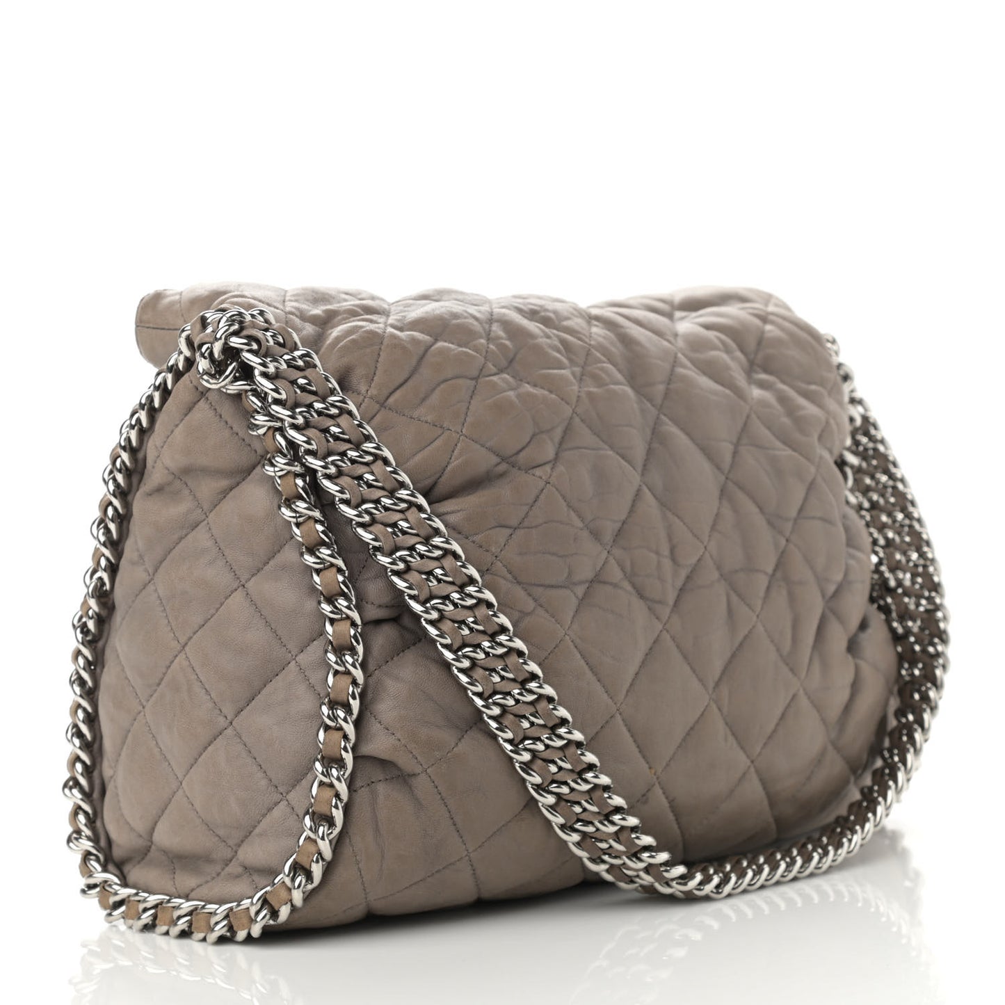 Washed Lambskin Chain Around Hobo Taupe