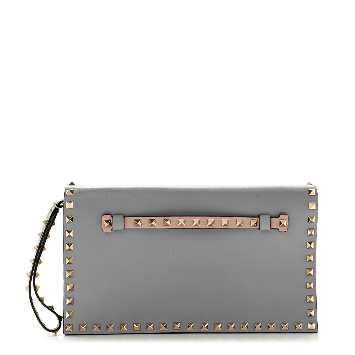 Nappa Watercolor Rockstud Wristlet Clutch Rose Green Yellow Sky