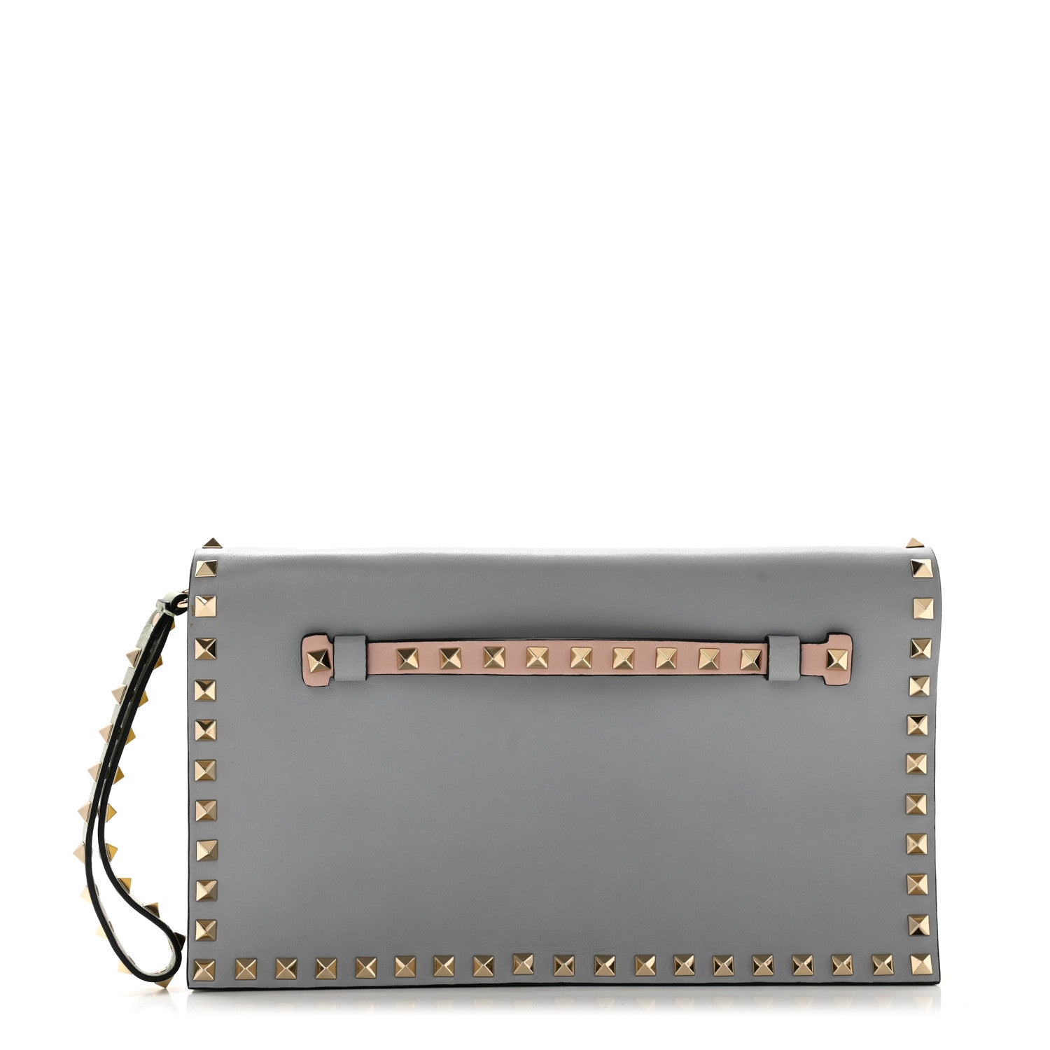 Valentino Garavani Nappa Watercolor Rockstud Wristlet Clutch Rose Green Yellow Sky 1 of 13