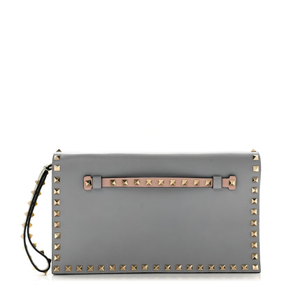 Valentino Garavani Nappa Watercolor Rockstud Wristlet Clutch Rose Green Yellow Sky 1 of 13