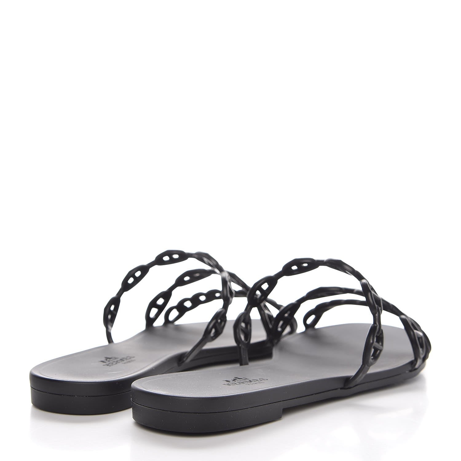 Hermes Rubber Chaine d'Ancre Rivage Sandals 36 Black 4 of 8