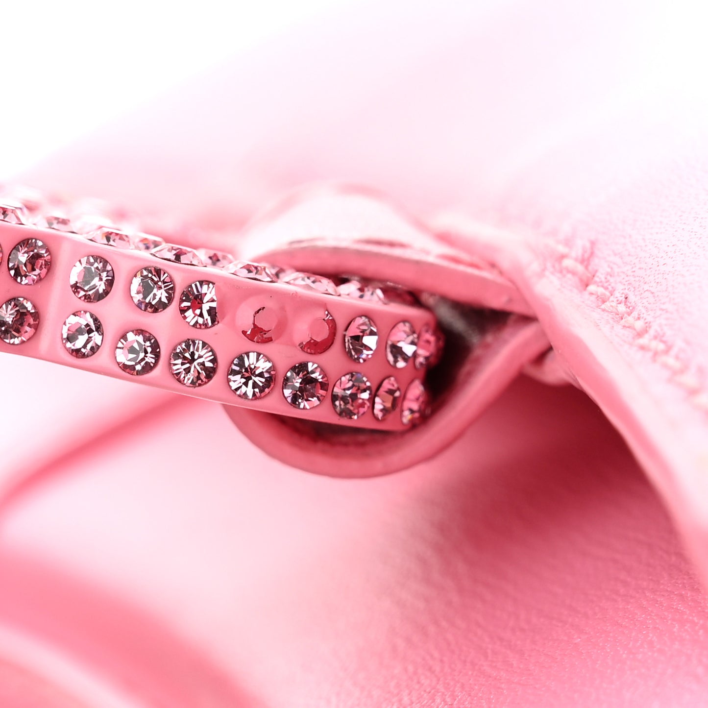 Shiny Box Calfskin Strass Tonal B Hourglass Chain Bag Sweet Pink