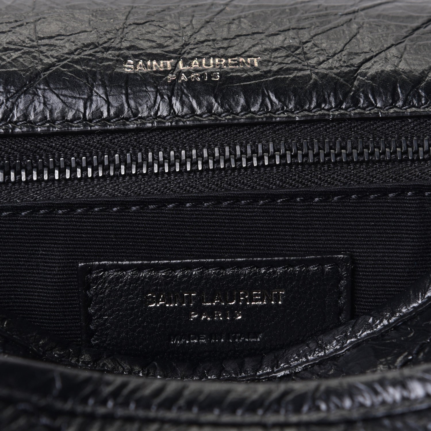 Saint Laurent Crinkled Calfskin Matelasse Monogram Medium Niki Chain Satchel Black 9 of 10