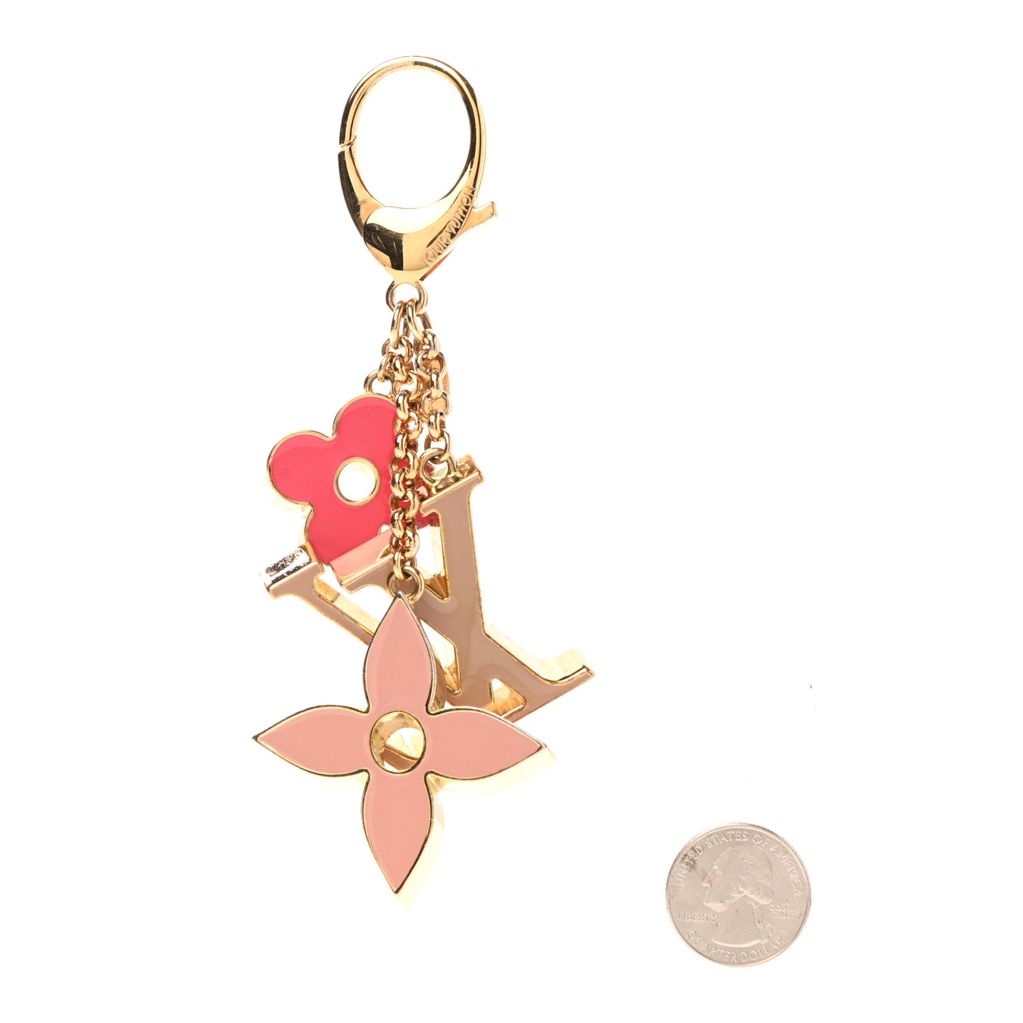 Fleur De Monogram Bag Charm Pink
