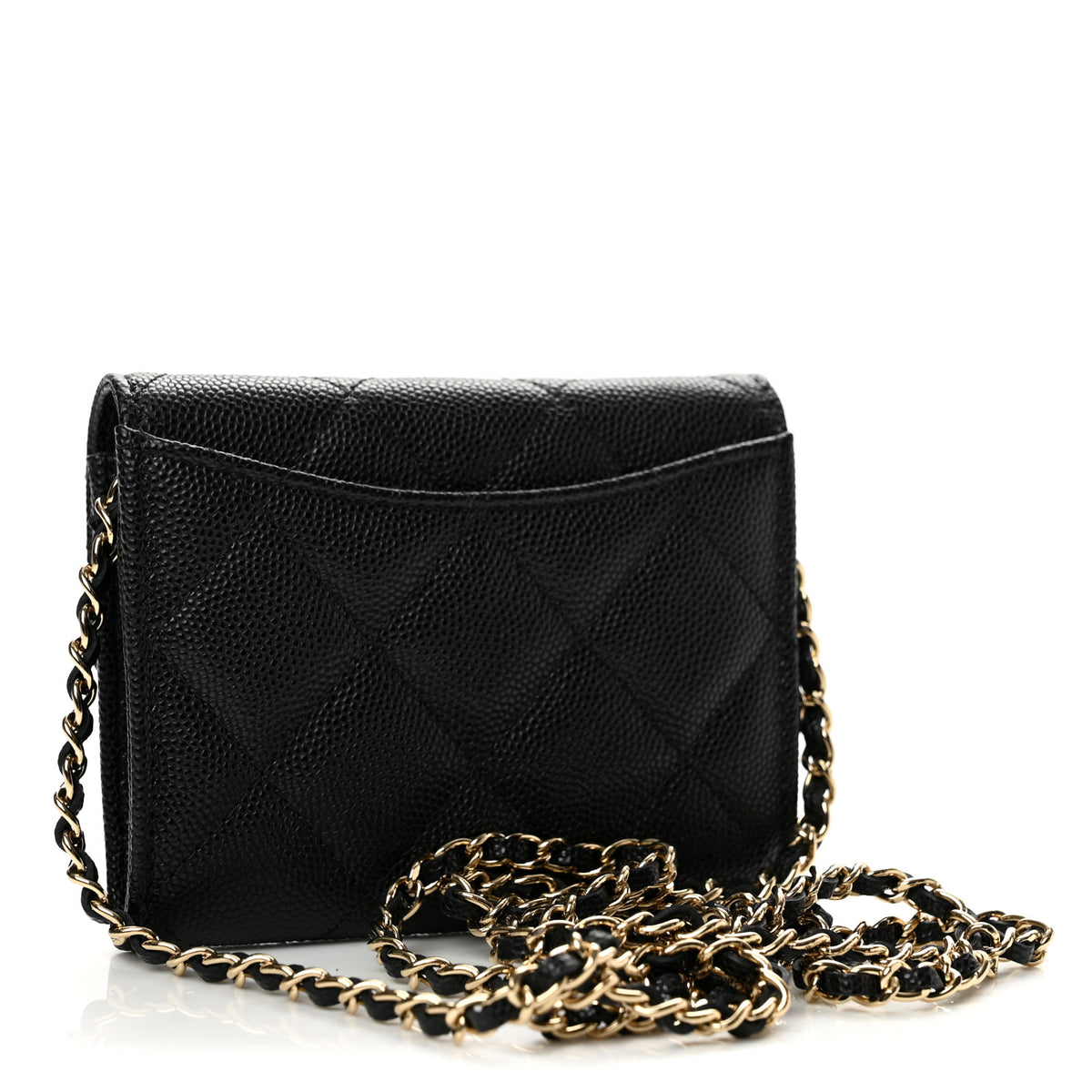Chanel Caviar Quilted Flap Card Holder On Chain Black 3 of 13