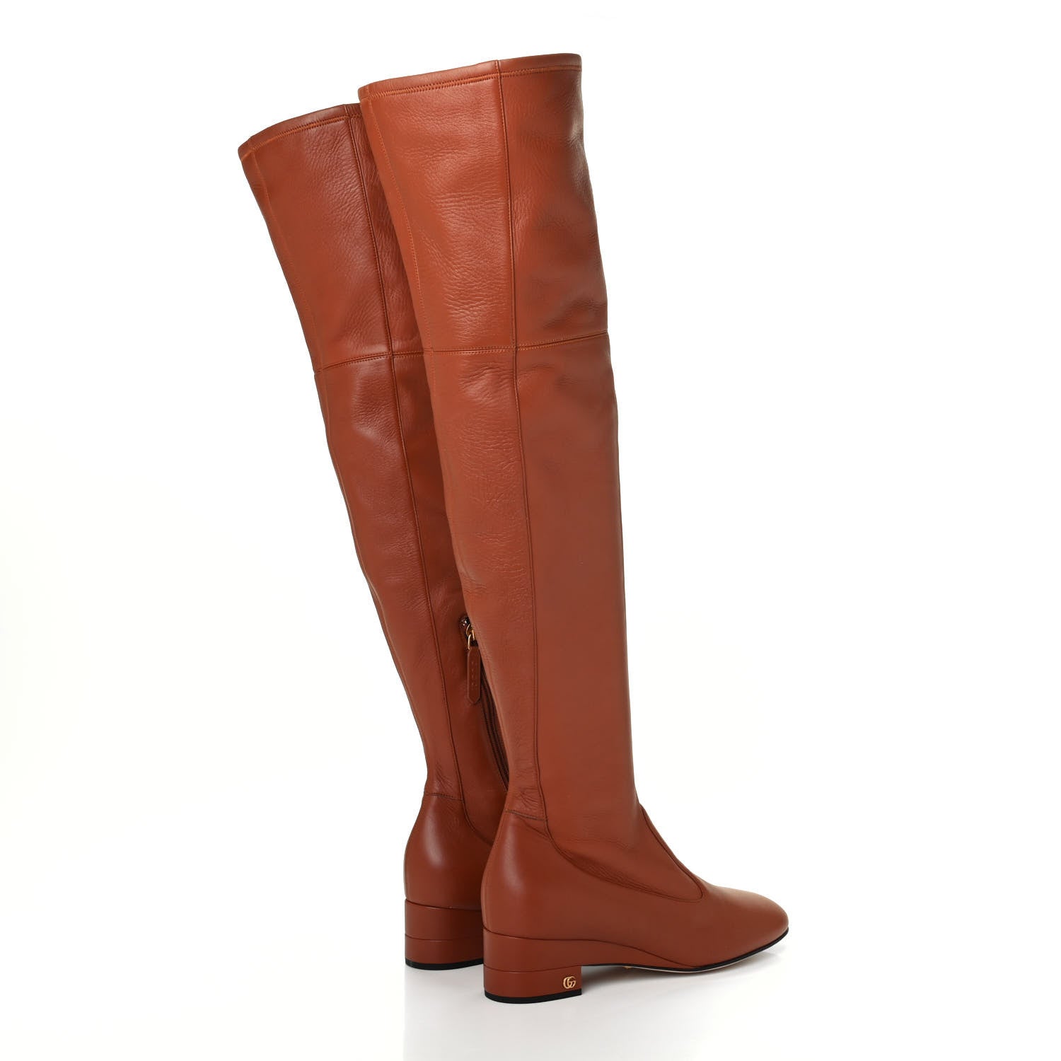 Gucci Calfskin Claus Over The Knee Boots 38 Brown 3 of 4