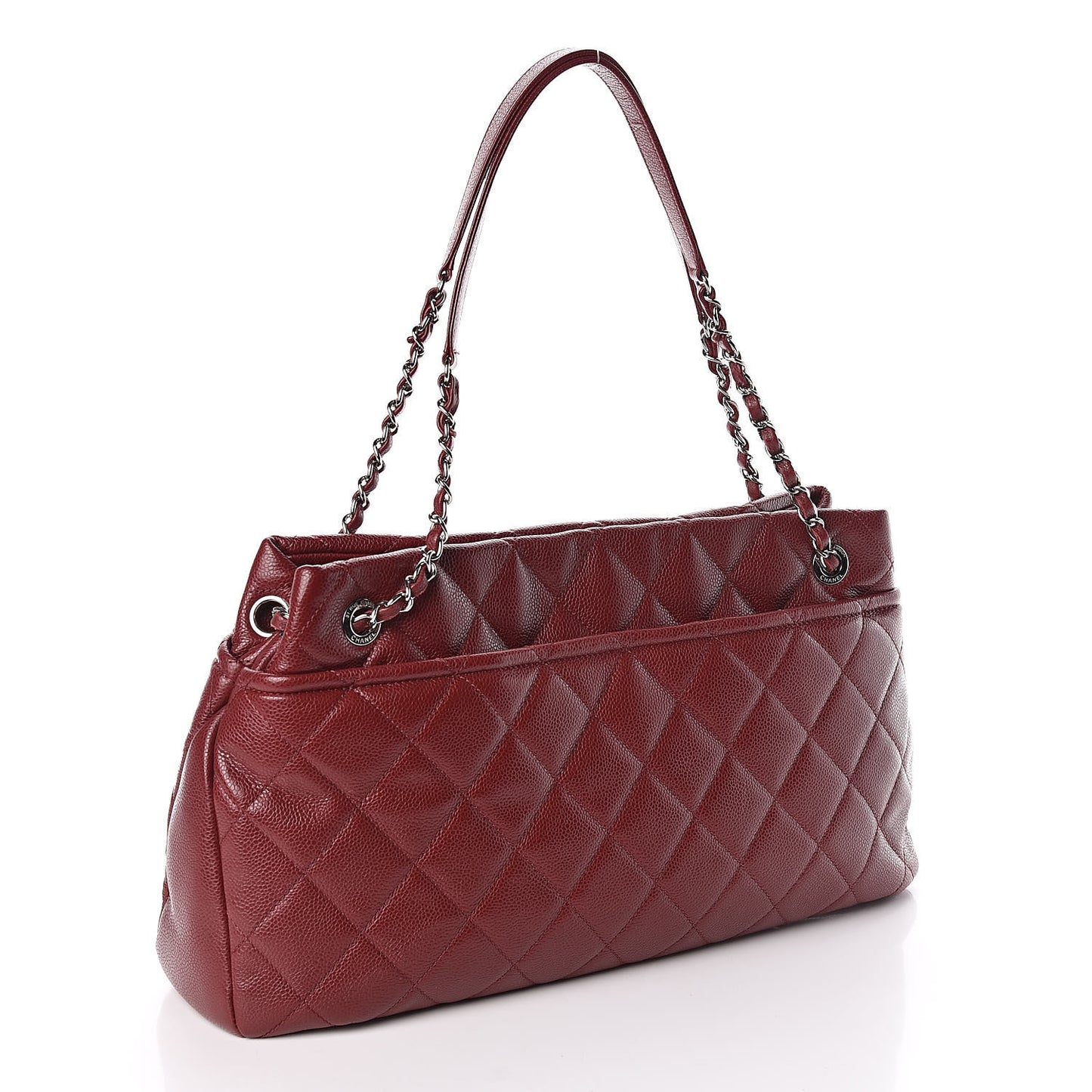 Caviar Quilted Shopping Tote Burgundy
