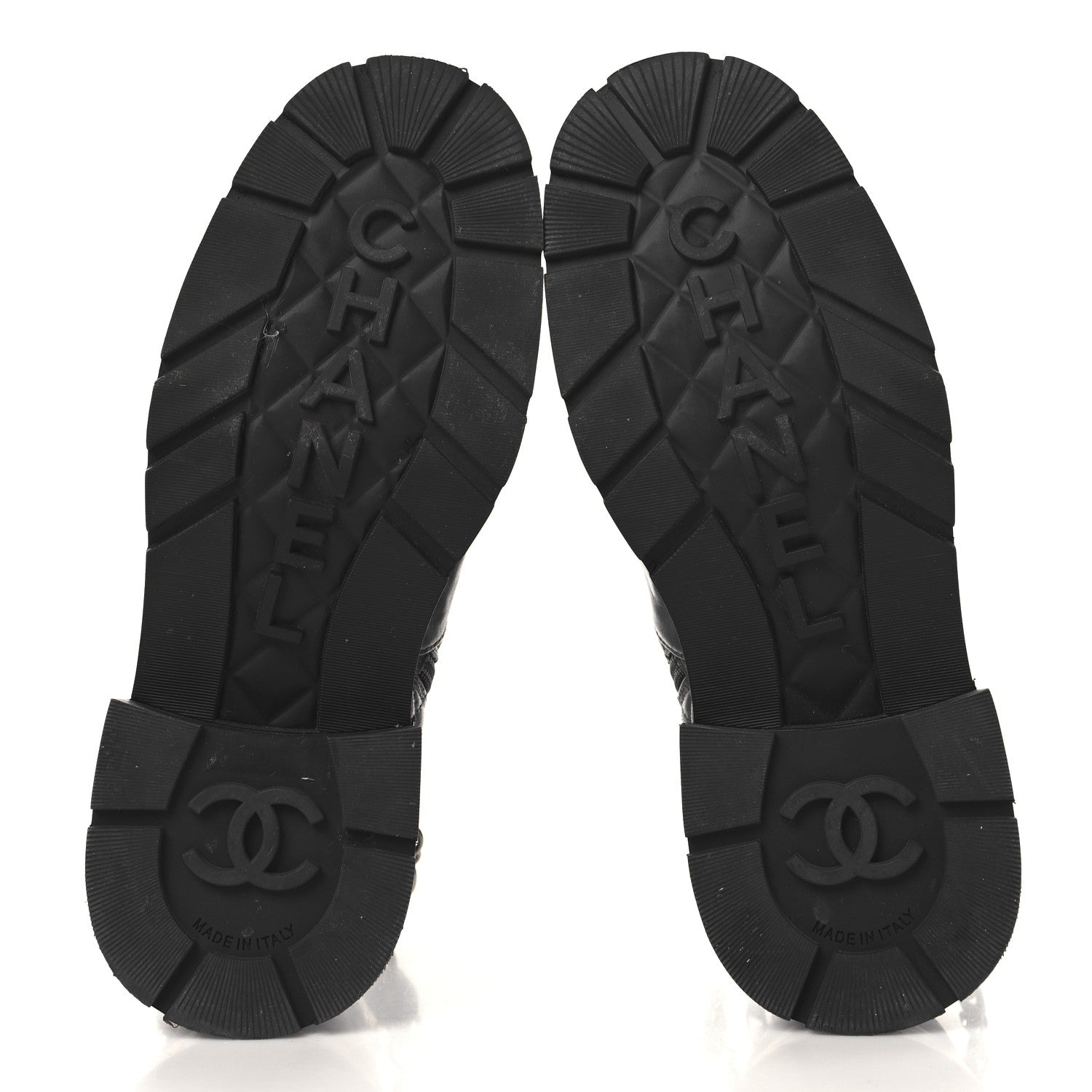 Chanel Calfskin Quilted Chain Lace Up Combat Boots 36.5 Grey Black 6 of 8