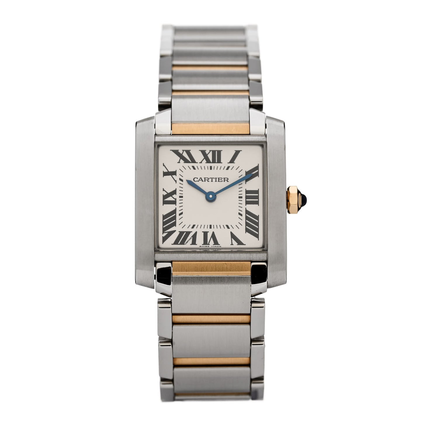 Stainless Steel 18K Yellow Gold 25mm Tank Francaise Quartz Watch