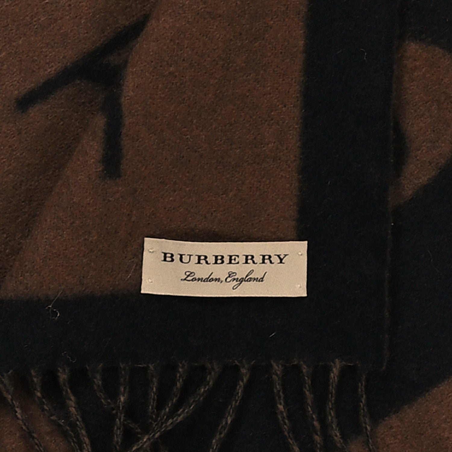 Burberry Wool Cashmere Logo Scarf Camel 3 of 4