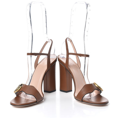 Gucci Lifford Calfskin GG Marmont Ankle Wrap 105mm Sandals 37 Cognac 5 of 11