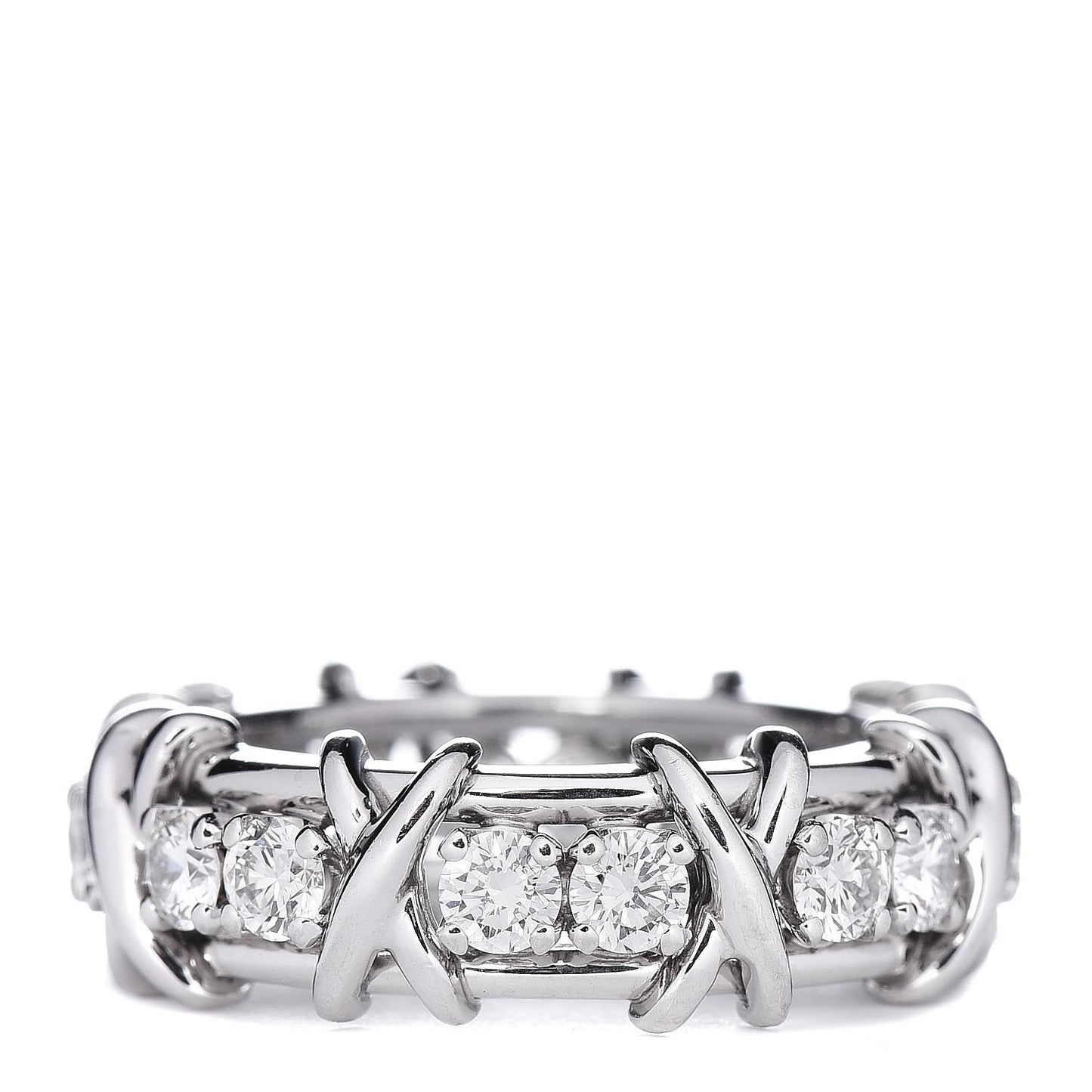 Platinum Diamond Schlumberger Sixteen Stone Ring 48 4.5