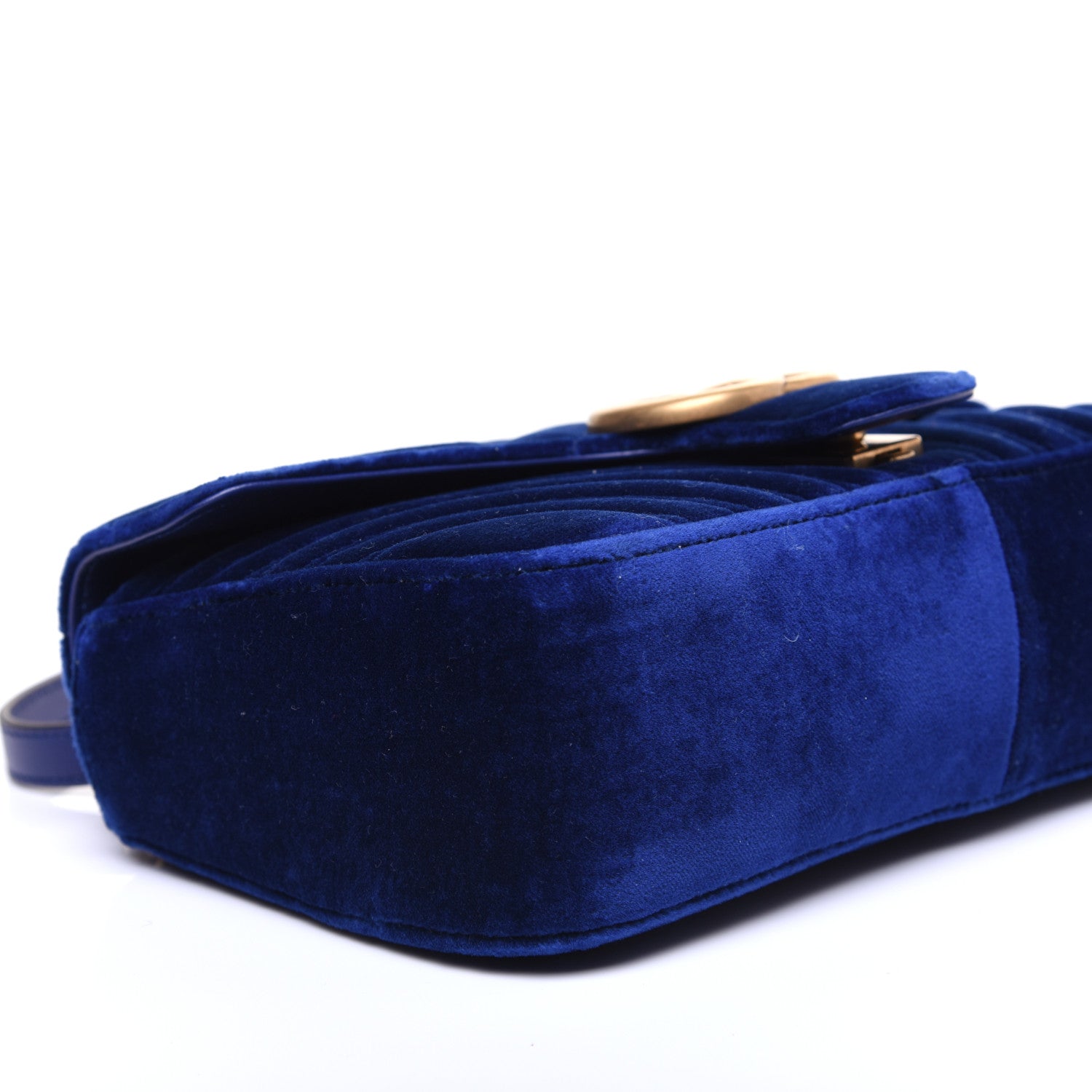 Gucci Velvet Matelasse Small GG Marmont Shoulder Bag Cobalt Blue 6 of 13