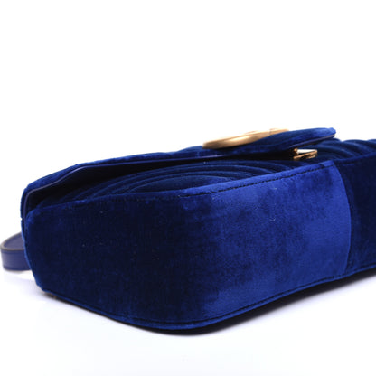 Gucci Velvet Matelasse Small GG Marmont Shoulder Bag Cobalt Blue 6 of 13