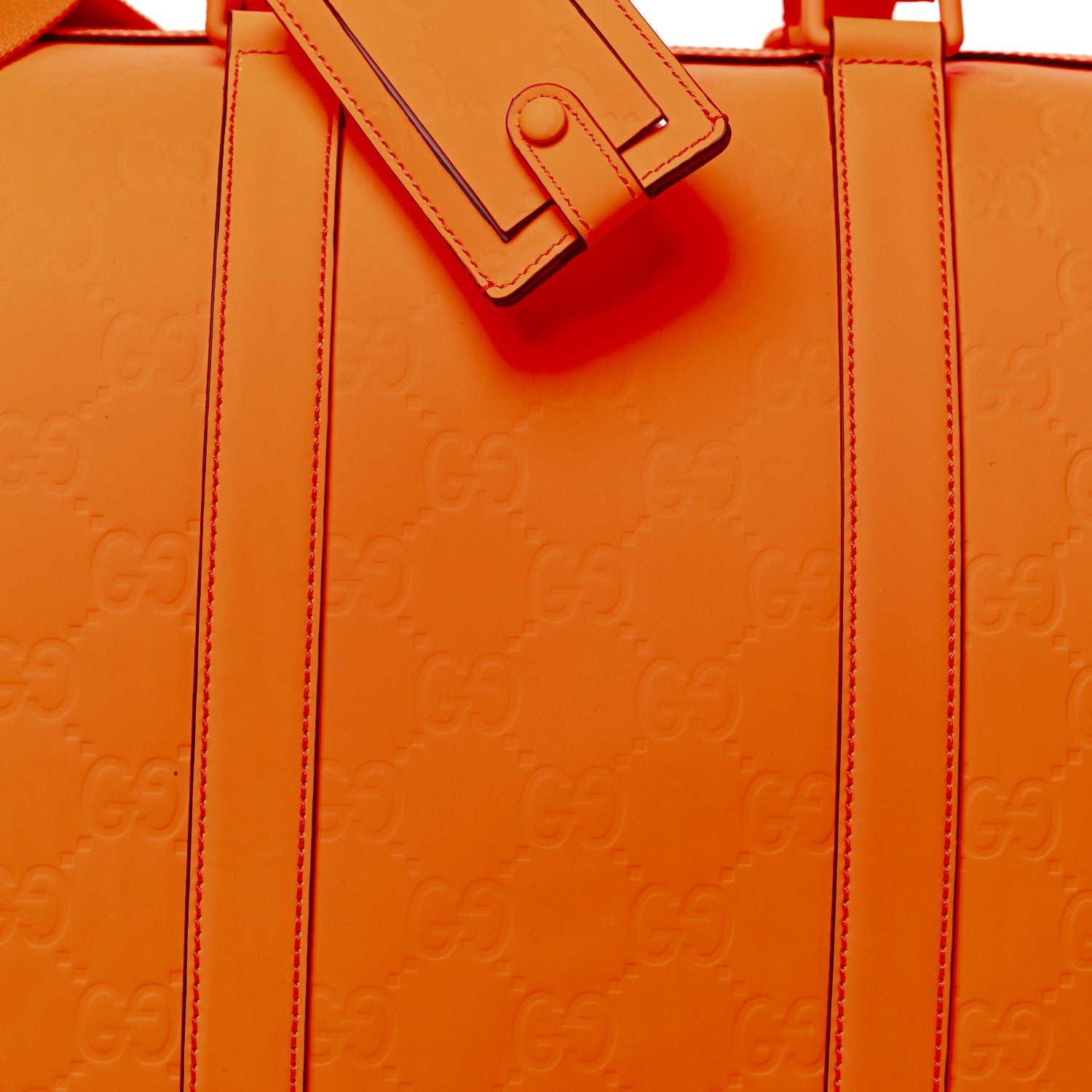 Gucci Rubber Effect GG Embossed Duffle Bag New Orange Fluo 6 of 8