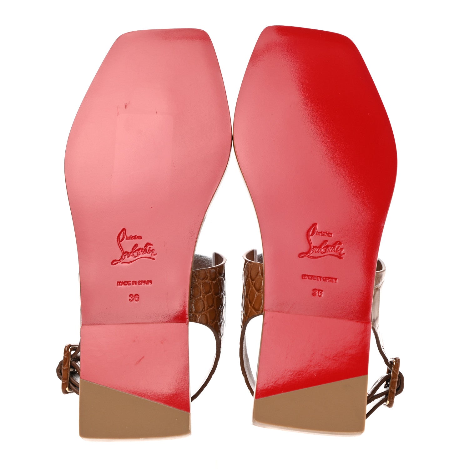 Christian Louboutin Calfskin Crocodile Embossed Cubongo Sandals 36 Light Brown 5 of 7