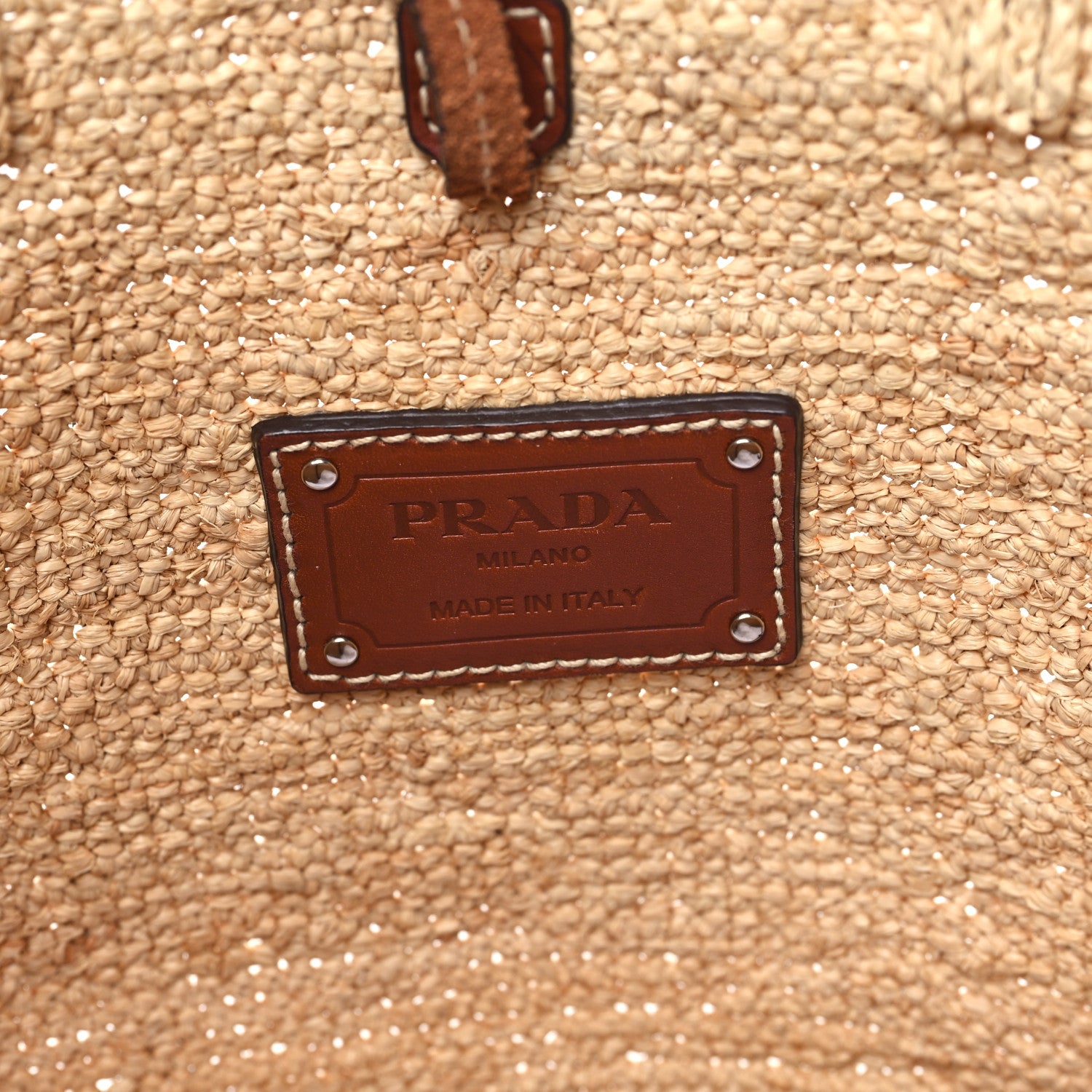 Prada Paglia Vitello Woven Top Handle Tote Naturale Cognac 7 of 10