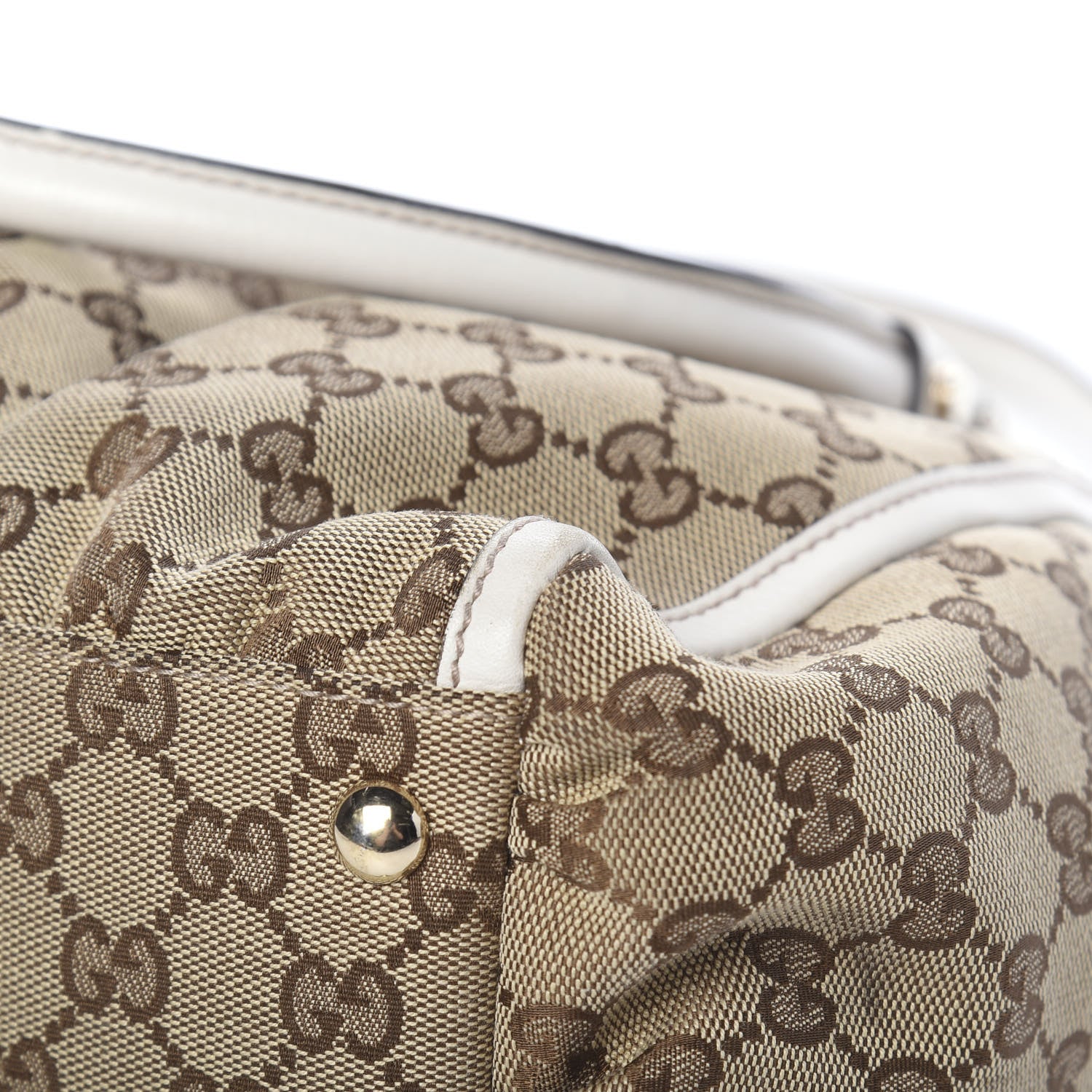 Gucci Monogram D Gold Ring Tote White 15 of 16