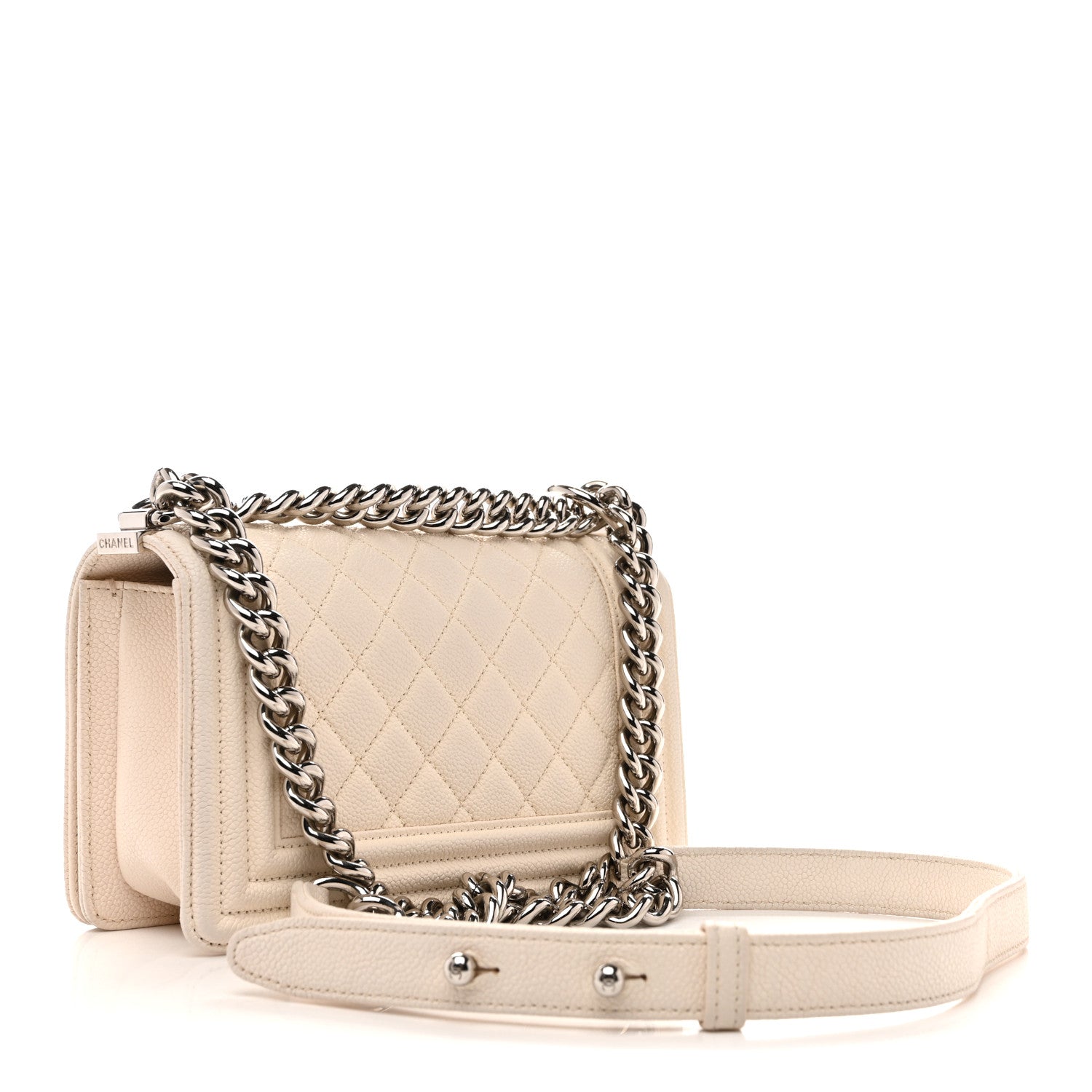 Chanel Caviar Quilted Small Boy Flap White 3 of 12