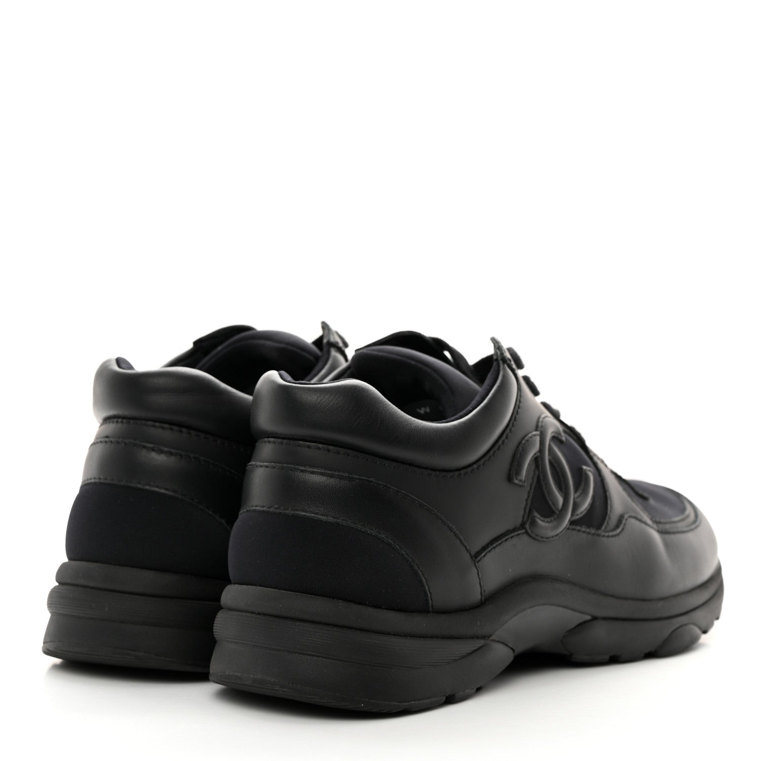 Chanel Lambskin Fabric CC Sneakers 36.5 Black 4 of 9