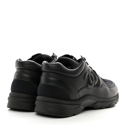 Chanel Lambskin Fabric CC Sneakers 36.5 Black 4 of 9