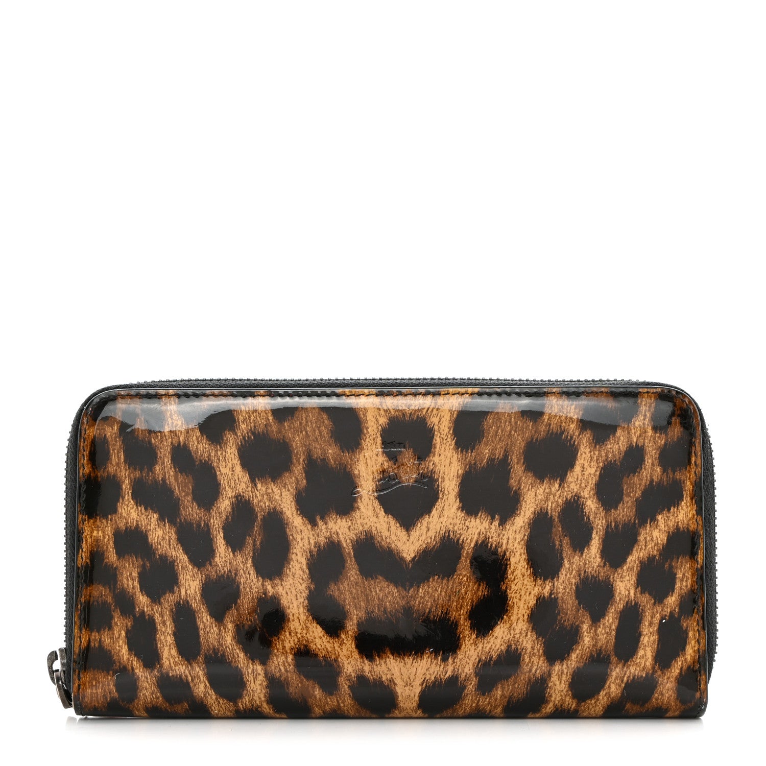 Christian Louboutin Patent Calfskin Panettone Zip Around Wallet Leopard 1 of 6