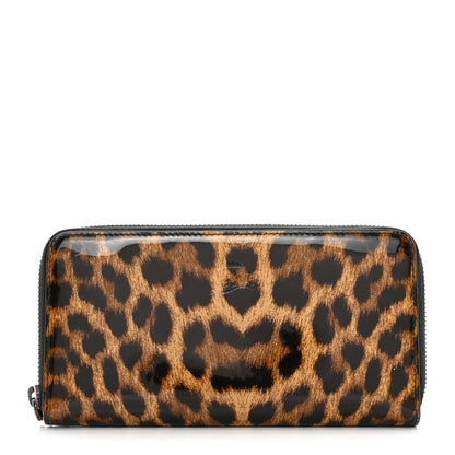Christian Louboutin Patent Calfskin Panettone Zip Around Wallet Leopard 1 of 6