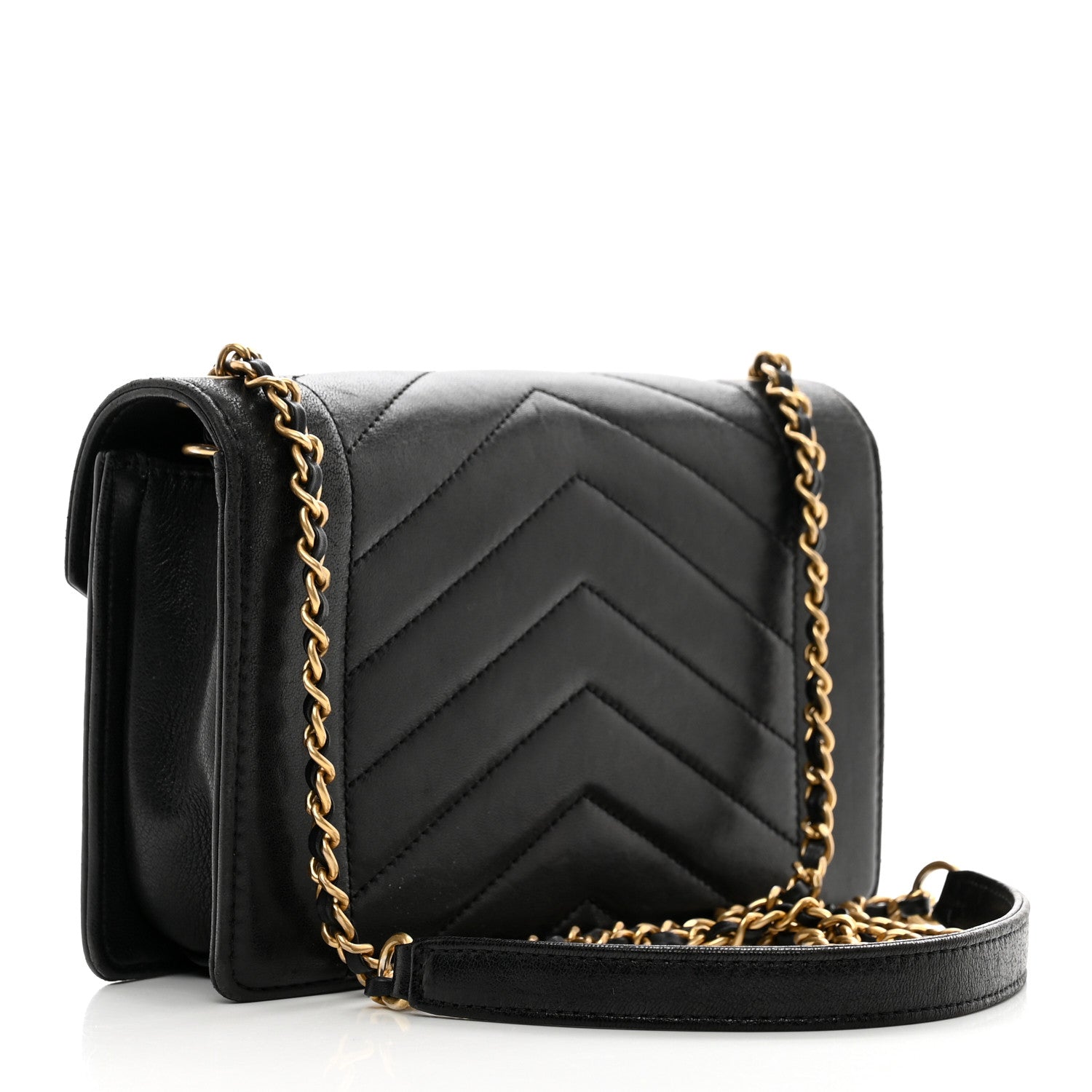 Chanel Lambskin Reversed Chevron Quilted Flap Black 3 of 11