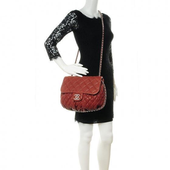 Chanel Washed Lambskin Chain Around Large Messenger Bag Burgundy 2 of 8