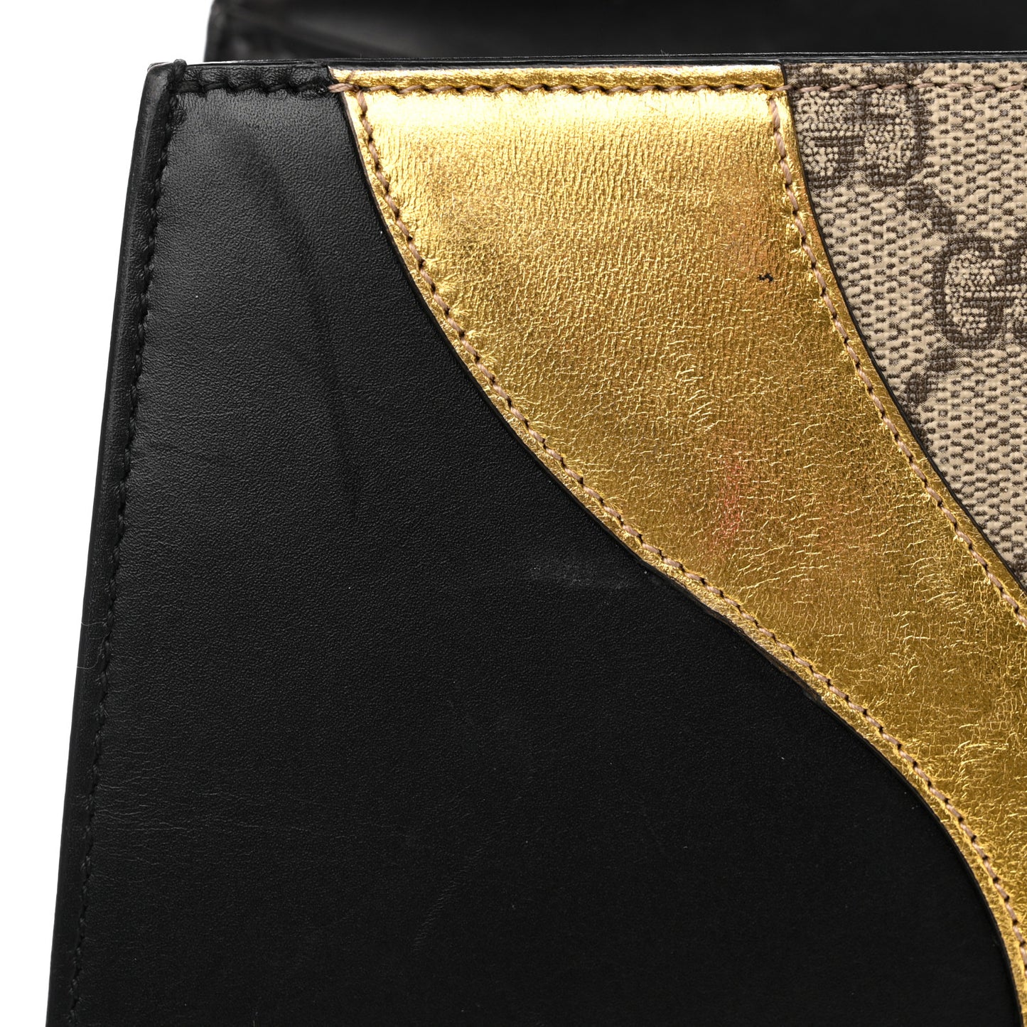 Nappa GG Supreme Monogram Medium Osiride Top Handle Bag Black Oro Vecchio Beige Ebony