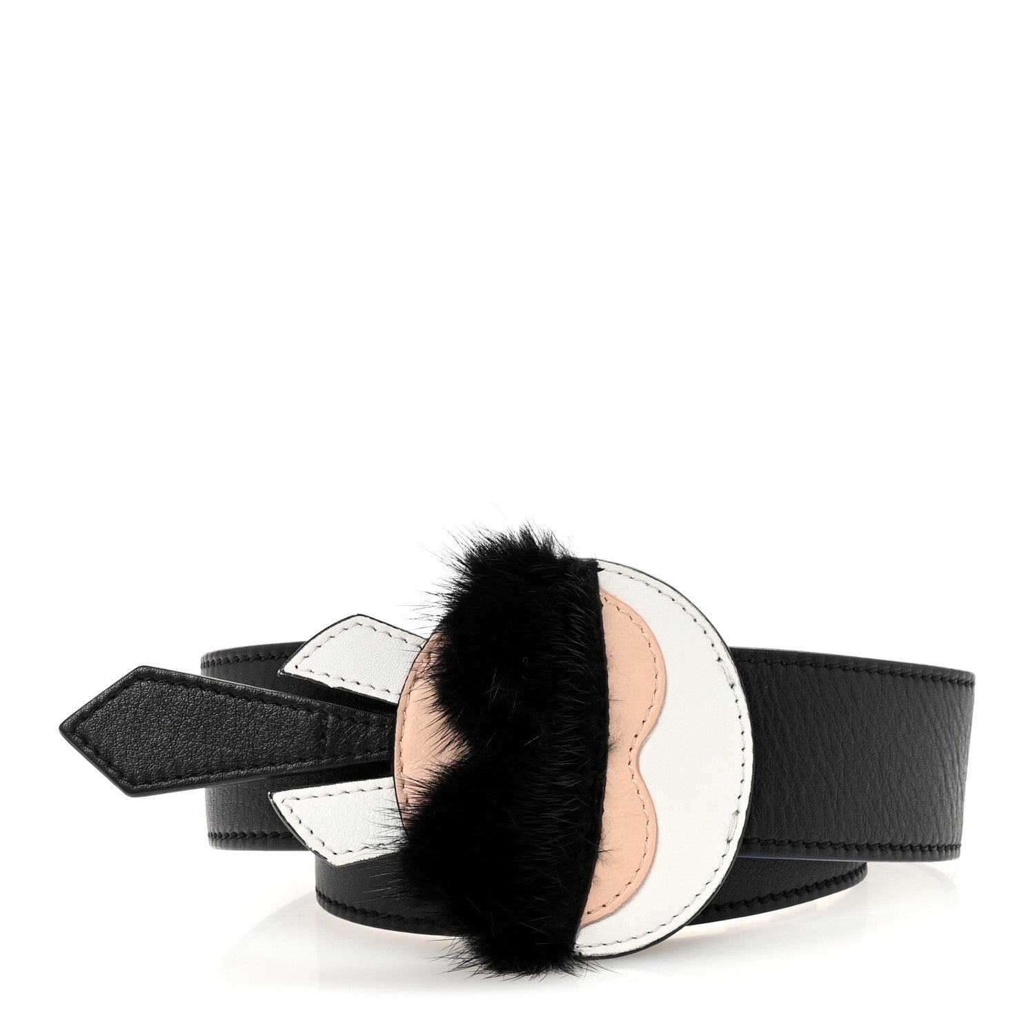 Fendi Vitello Dolce Mink Fur Karlito Inlay Strap You Black Multicolor 1 of 5