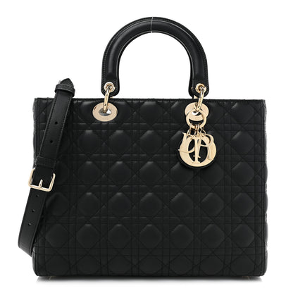 Christian Dior Lambskin Cannage Large Lady Dior Black 1 of 14