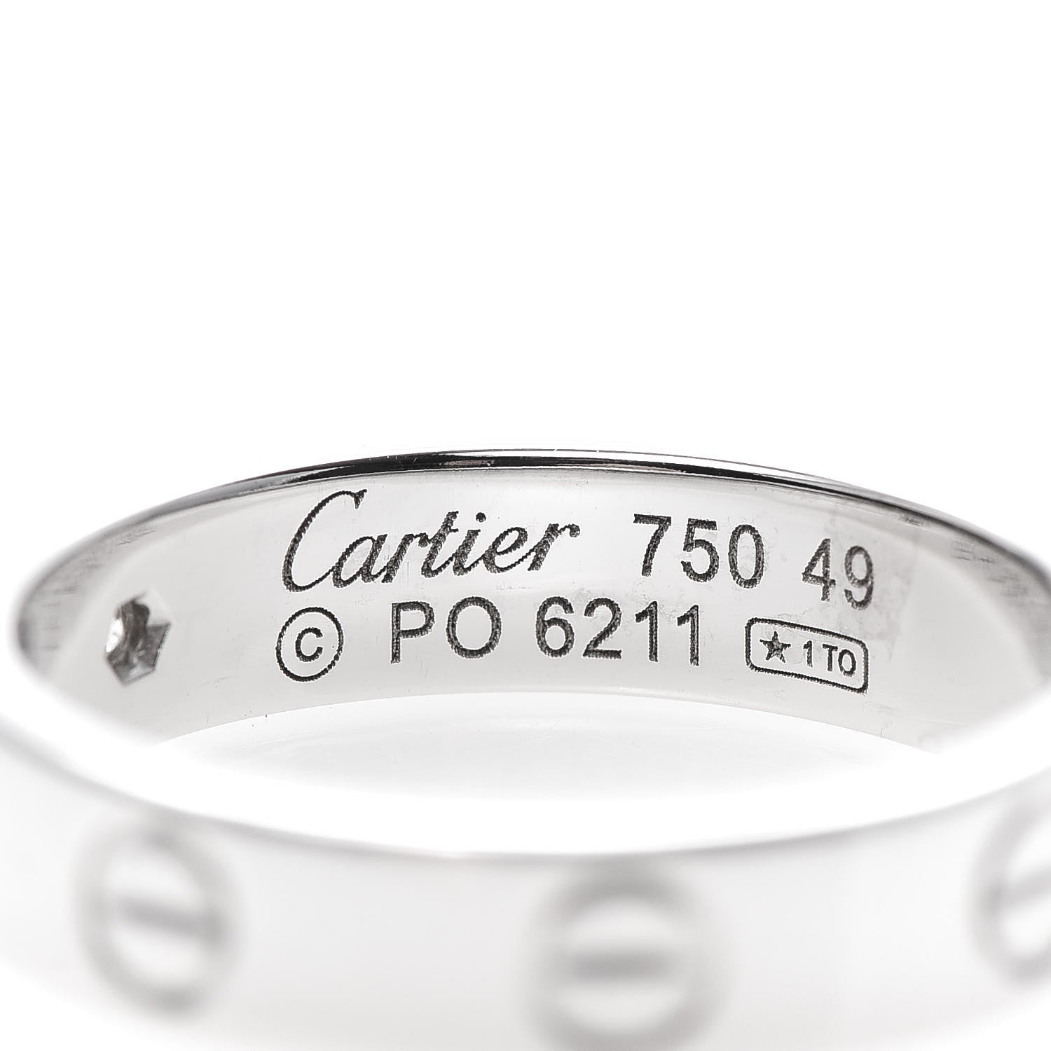 Cartier 18K White Gold Diamond 4mm LOVE Wedding Band Ring 49 5 4 of 5