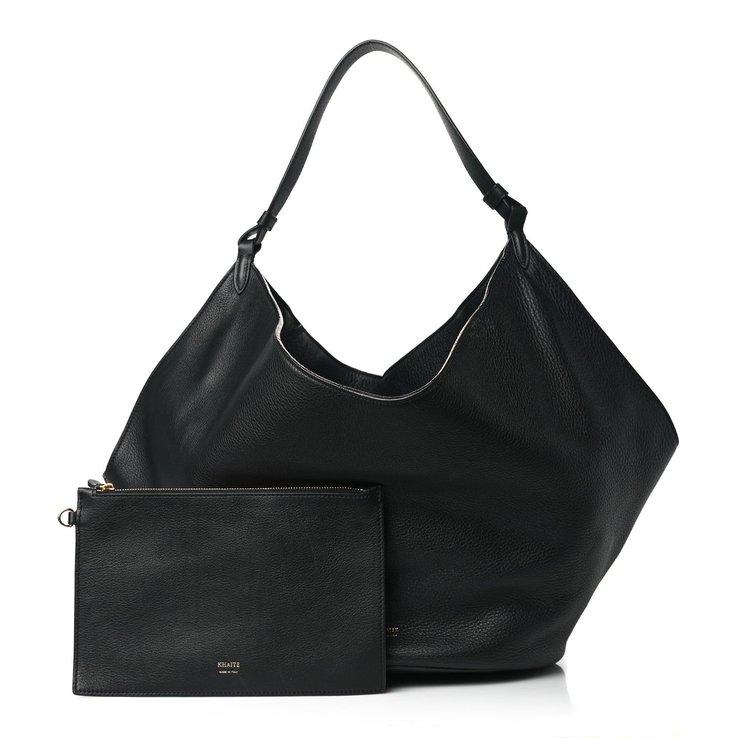 Pebbled Sport Calfskin Medium Lotus Tote Black