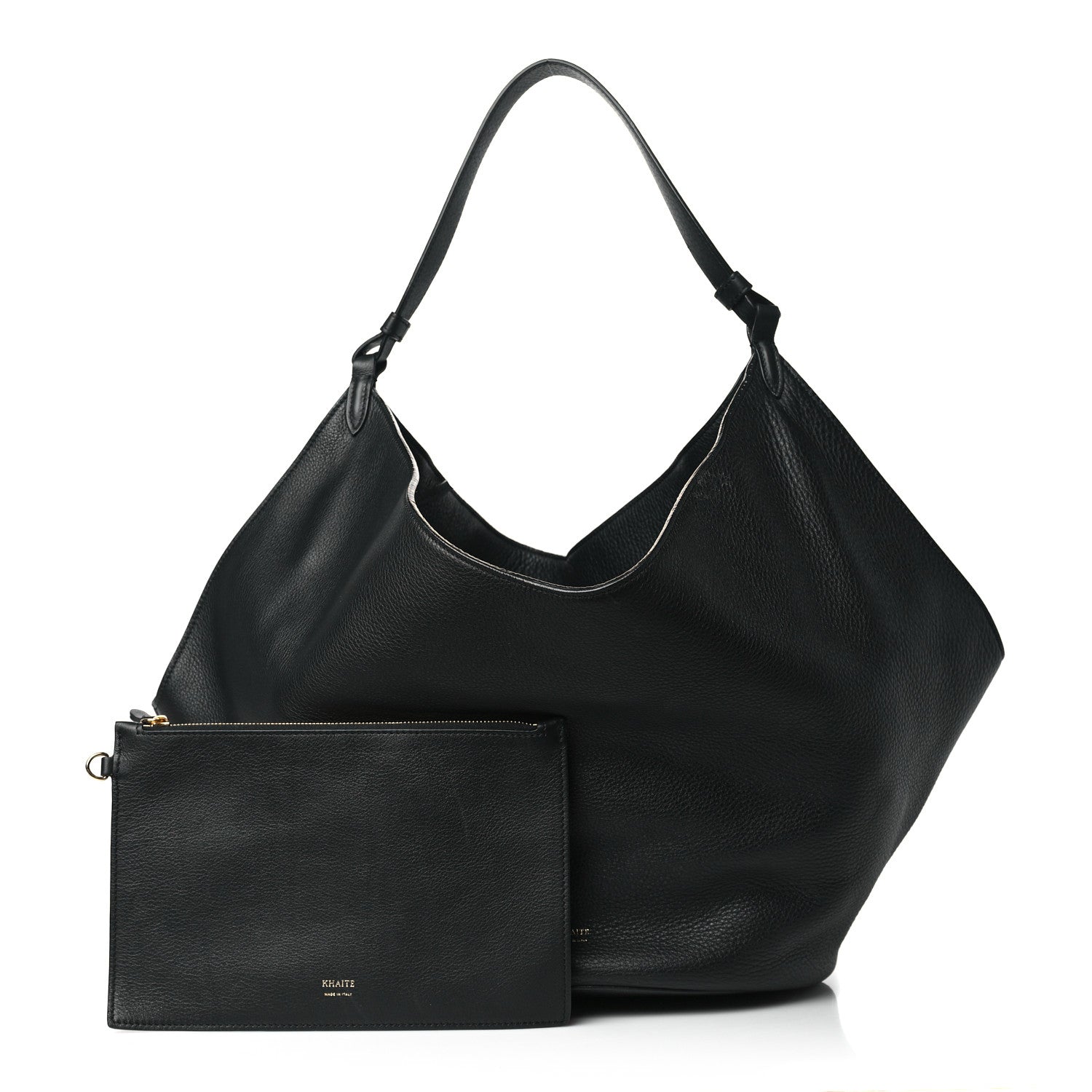 Khaite Pebbled Sport Calfskin Medium Lotus Tote Black 3 of 11