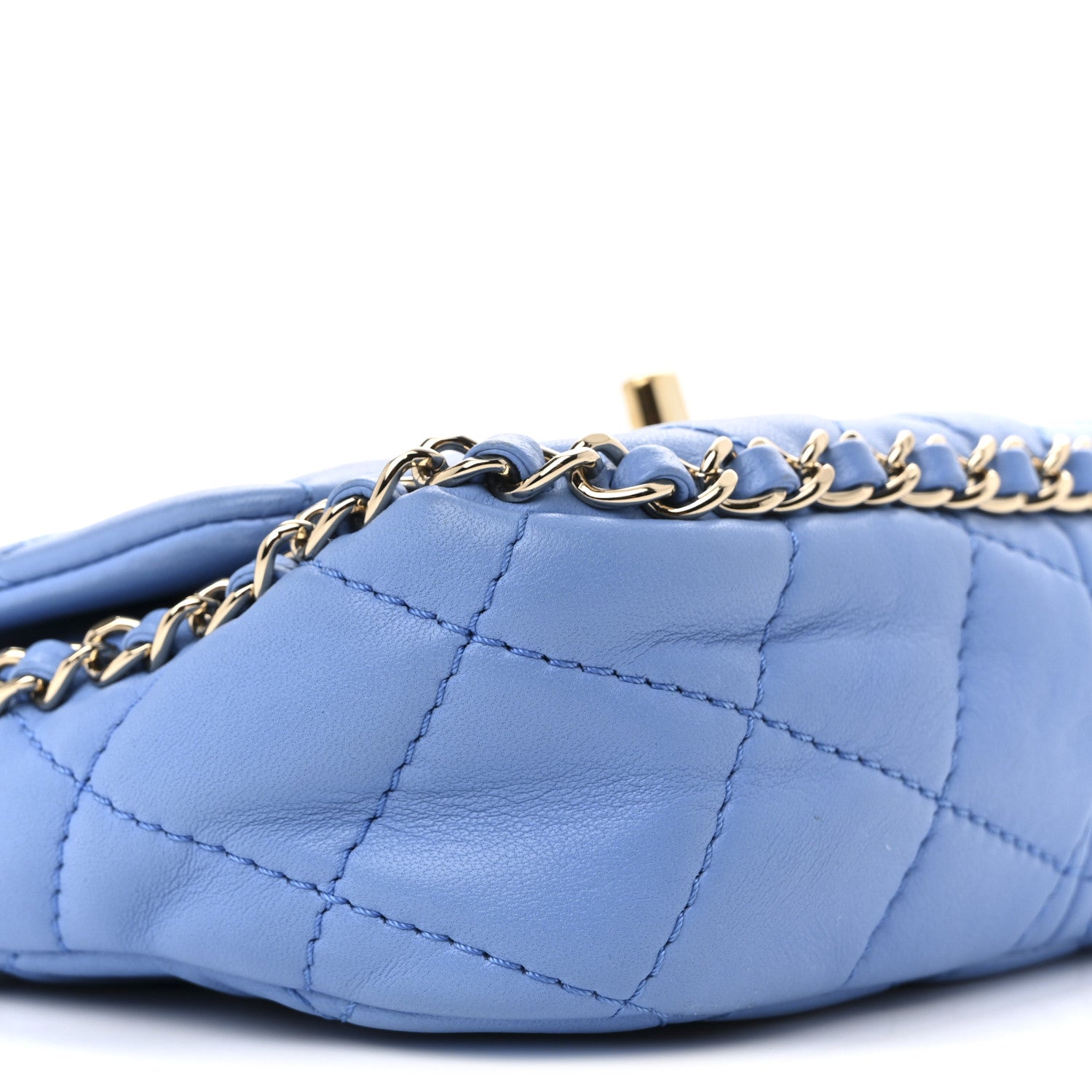 Chanel Lambskin Enamel Quilted Small Chain Frame Flap Blue 9 of 11