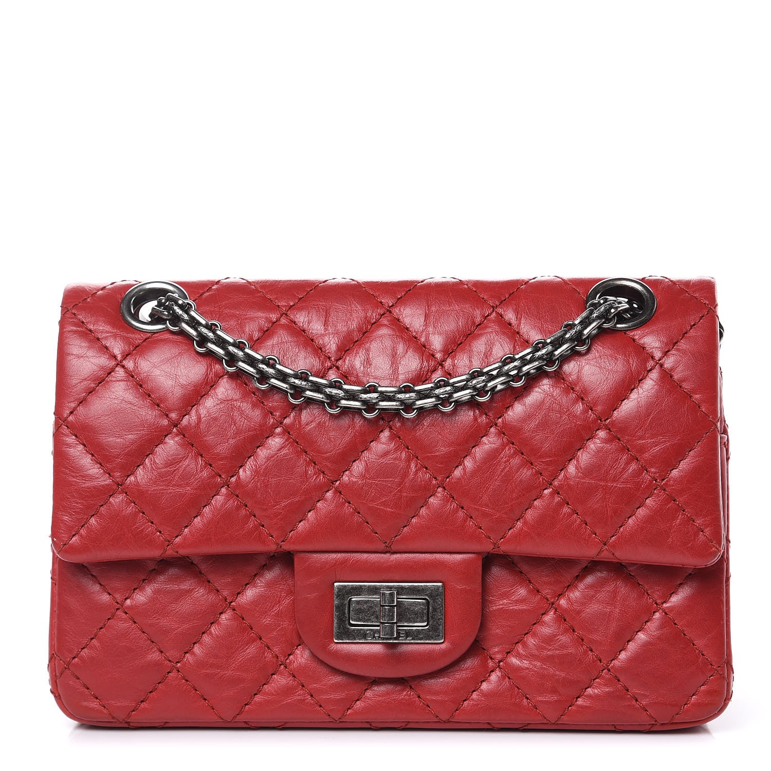 Chanel Aged Calfskin Quilted 2.55 Reissue 224 Flap Red 1 of 10