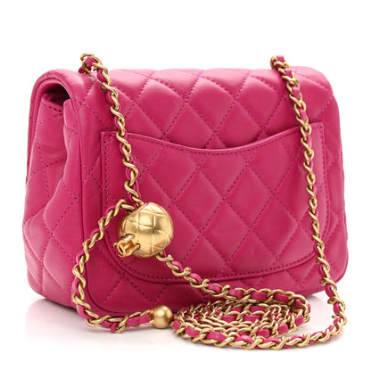 Chanel Lambskin Quilted Mini Pearl Crush Flap Fuchsia 2 of 11
