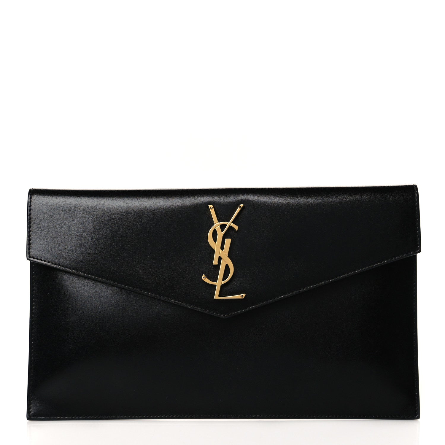 Saint Laurent Smooth Shiny Calfskin Monogram Uptown Pouch Black 1 of 11
