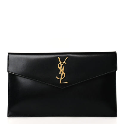 Saint Laurent Smooth Shiny Calfskin Monogram Uptown Pouch Black 1 of 11