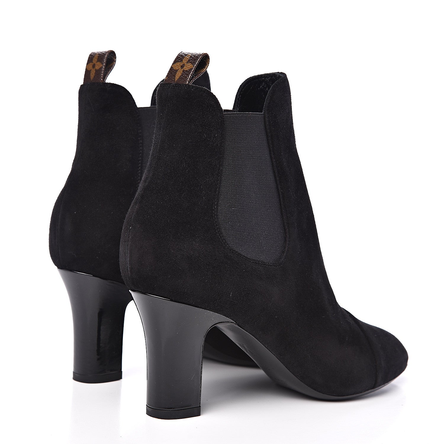 Louis Vuitton Suede Monogram Uniformes Cap Toe Chelsea 75mm Ankle Boots 37.5 Black 4 of 8