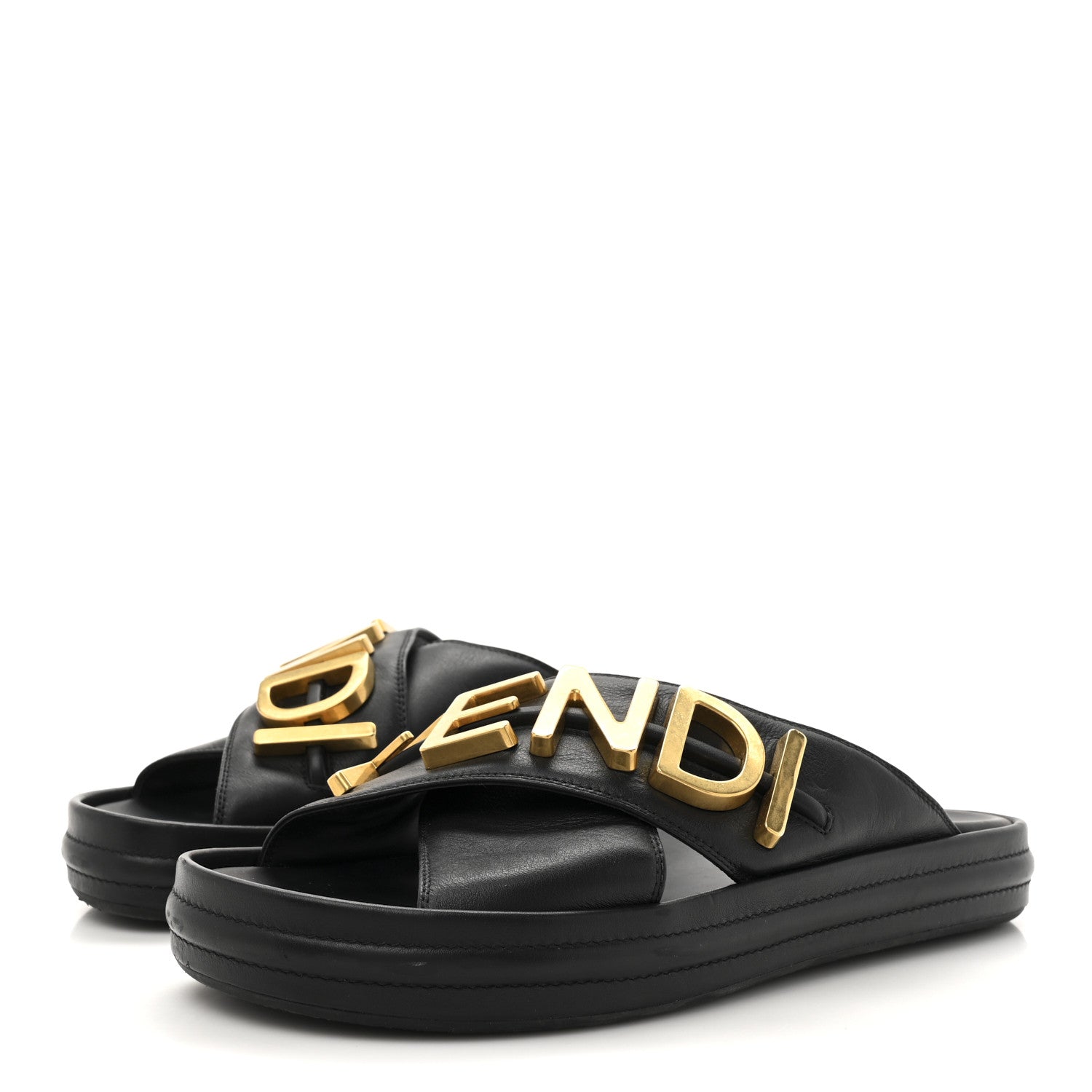 Fendi Vitello Womens Fendigraphy Slide Sandals 38.5 Black 3 of 11