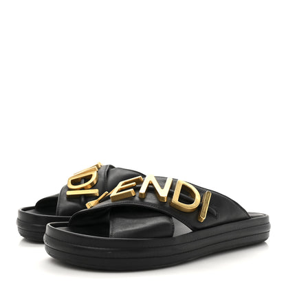 Fendi Vitello Womens Fendigraphy Slide Sandals 38.5 Black 3 of 11