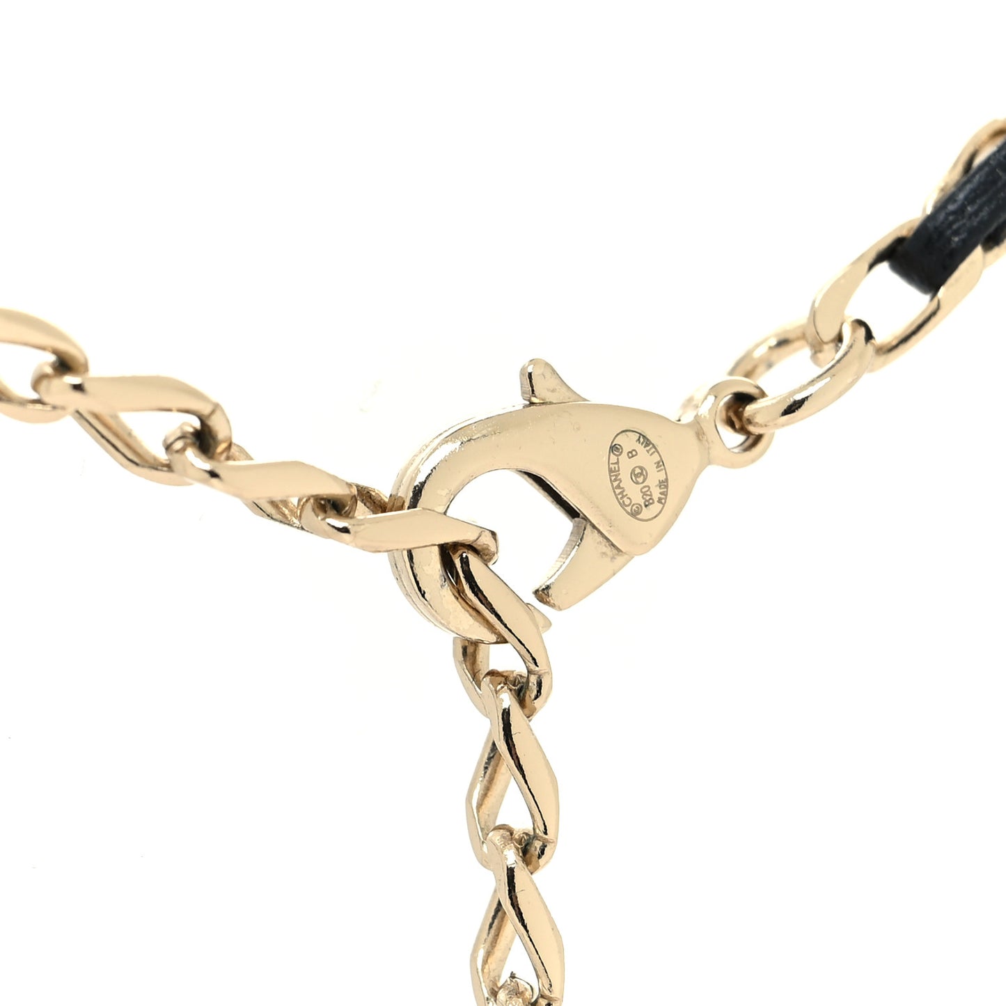 Metal Lambskin Crystal Sergeant Chanel Choker Necklace Black Gold