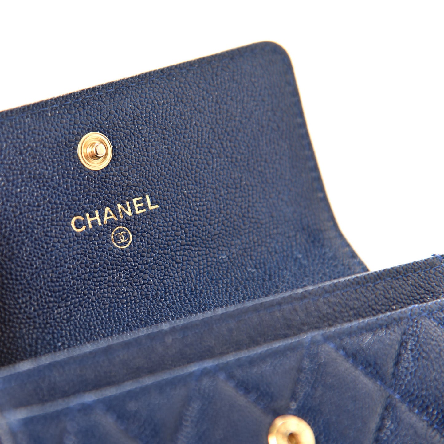 Caviar Quilted Boy Flap Card Holder Blue