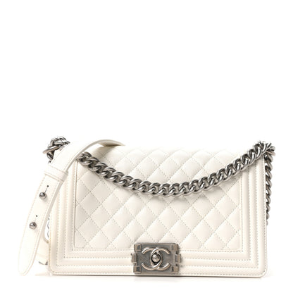 Chanel Caviar Quilted Medium Boy Flap White 1 of 11