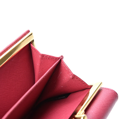 Prada Saffiano Compact Kiss Lock Wallet Peonia 11 of 12